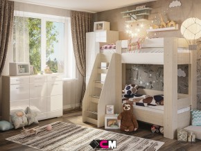 Детская Симба с двухъярусной кроватью белый глянец в Миассе - miass.magazinmebel.ru | фото