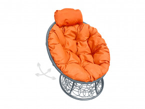 Кресло Папасан мини пружинка с ротангом оранжевая подушка в Миассе - miass.magazinmebel.ru | фото