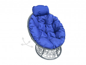 Кресло Папасан мини пружинка с ротангом синяя подушка в Миассе - miass.magazinmebel.ru | фото