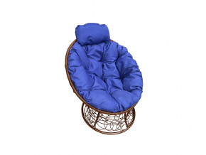 Кресло Папасан мини с ротангом синяя подушка в Миассе - miass.magazinmebel.ru | фото