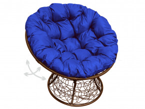 Кресло Папасан пружинка с ротангом синяя подушка в Миассе - miass.magazinmebel.ru | фото