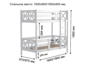 Кровать 2-х ярусная Аист-2 Классика белый 1600х800 мм в Миассе - miass.magazinmebel.ru | фото - изображение 2