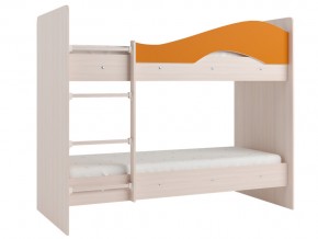 Кровать 2-х ярусная Мая на латофлексах млечный дуб, оранжевая в Миассе - miass.magazinmebel.ru | фото