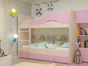 Кровать 2-х ярусная Мая с ящиками на латофлексах розовая в Миассе - miass.magazinmebel.ru | фото