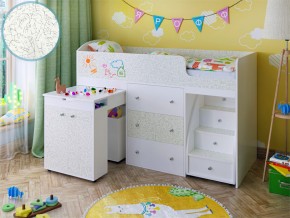 Кровать чердак Малыш 70х160 белый с фасадом для рисования феритейл в Миассе - miass.magazinmebel.ru | фото
