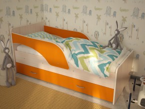 Кровать детская Максимка млечный дуб-оранж в Миассе - miass.magazinmebel.ru | фото