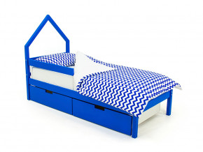 Кровать-домик мини Svogen с ящиками и бортиком синий в Миассе - miass.magazinmebel.ru | фото