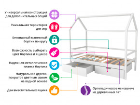 Кровать-домик Svogen с фото с ящиками и бортиком белый/барашки в Миассе - miass.magazinmebel.ru | фото - изображение 2