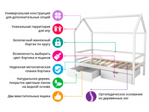 Кровать-домик Svogen с ящиками и бортиком лаванда-белый в Миассе - miass.magazinmebel.ru | фото - изображение 2