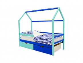 Кровать-домик Svogen с ящиками и бортиком мятно-синий в Миассе - miass.magazinmebel.ru | фото