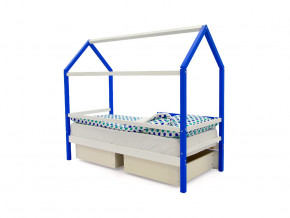 Кровать-домик Svogen с ящиками и бортиком сине-белый в Миассе - miass.magazinmebel.ru | фото - изображение 3