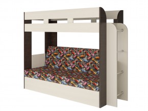 Кровать двухъярусная Карамель 75 венге ткань машинки в Миассе - miass.magazinmebel.ru | фото