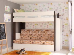 Кровать двухъярусная Карамель 75 венге ткань савана в Миассе - miass.magazinmebel.ru | фото