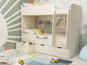 Кровать двухъярусная Малыш двойняшка дуб молочный в Миассе - miass.magazinmebel.ru | фото