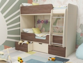 Кровать двухъярусная Малыш двойняшка дуб молочный-бодега в Миассе - miass.magazinmebel.ru | фото