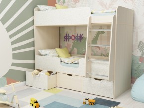 Кровать двухъярусная Малыш двойняшка дуб молочный-феритейл в Миассе - miass.magazinmebel.ru | фото