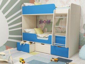 Кровать двухъярусная Малыш двойняшка дуб молочный-голубой в Миассе - miass.magazinmebel.ru | фото