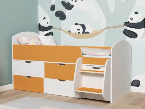 Кровать Малыш-7 белое дерево-оранжевый в Миассе - miass.magazinmebel.ru | фото