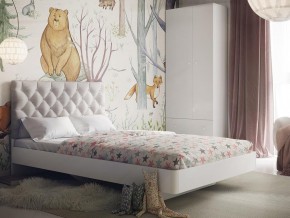 Кровать Милана с каретной стяжкой бежевая в Миассе - miass.magazinmebel.ru | фото