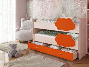 Кровать Соник с ящиком млечный дуб-оранж в Миассе - miass.magazinmebel.ru | фото