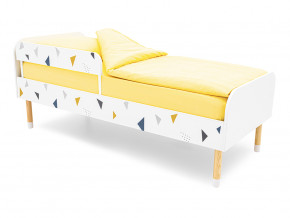 Кровать Stumpa Классика с бортиком рисунок Треугольники желтый, синий в Миассе - miass.magazinmebel.ru | фото