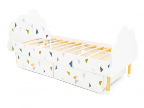 Кровать Stumpa Облако бортик и ящики рисунок Треугольники зеленый, синий в Миассе - miass.magazinmebel.ru | фото - изображение 6
