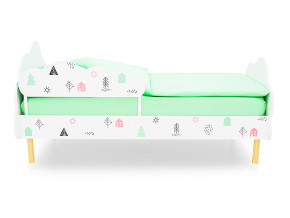 Кровать Stumpa Облако с бортиком рисунок Домики розовый, бирюзовый в Миассе - miass.magazinmebel.ru | фото - изображение 3