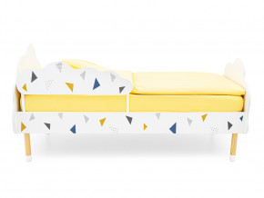 Кровать Stumpa Облако с бортиком рисунок Треугольники желтый, синий в Миассе - miass.magazinmebel.ru | фото - изображение 3