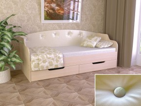 Кровать Юниор Тип 2 дуб молочный-белый перламутр 800х1600 в Миассе - miass.magazinmebel.ru | фото - изображение 1