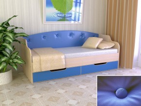 Кровать Юниор Тип 2 дуб молочный/синий 800х1600 в Миассе - miass.magazinmebel.ru | фото