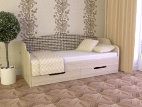 Кровать Юниор Тип 2 Микровелюр-плетенка светлая 800х1600 в Миассе - miass.magazinmebel.ru | фото