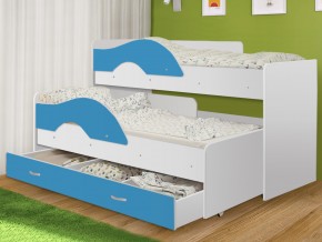 Кровать выкатная Радуга с ящиком 80х160 белая-голубой в Миассе - miass.magazinmebel.ru | фото