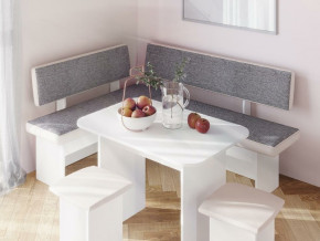 Кухонный уголок Парма Белый, ткань серая в Миассе - miass.magazinmebel.ru | фото - изображение 3