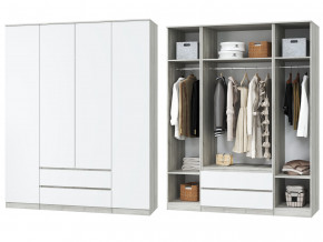 Шкаф для одежды четырехдверный Лори дуб серый, белый в Миассе - miass.magazinmebel.ru | фото