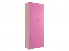 Шкаф ДМ 800 с 2 ящиками дуб млечный-розовый в Миассе - miass.magazinmebel.ru | фото