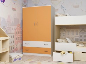 Шкаф двухстворчатый белый-оранж в Миассе - miass.magazinmebel.ru | фото