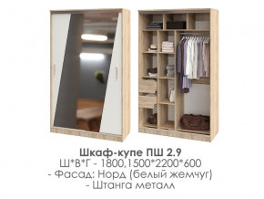 шкаф-купе ПШ-2.9 1500 Норд Белый жемчуг 1500 в Миассе - miass.magazinmebel.ru | фото