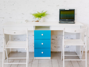 Стол письменный двухместный В 5 голубой в Миассе - miass.magazinmebel.ru | фото - изображение 1