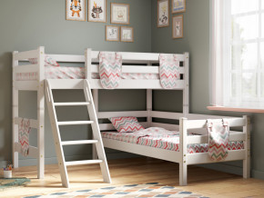 Угловая кровать Соня Вариант 8 с наклонной лестницей белая в Миассе - miass.magazinmebel.ru | фото